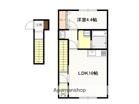 小方2丁目アパート(1LDK/2階)の間取り写真