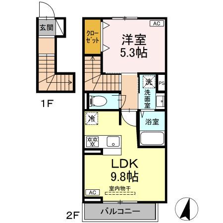 テラロッサ(1LDK/2階)の間取り写真