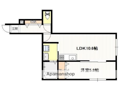新町2丁目アパート(1LDK/1階)の間取り写真