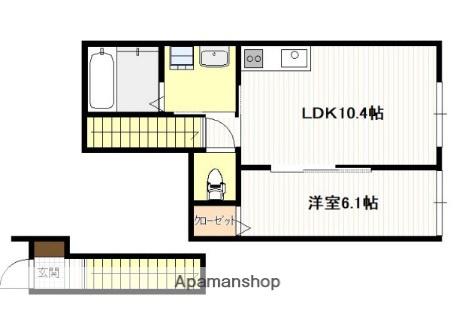 新町2丁目アパート(1LDK/2階)の間取り写真
