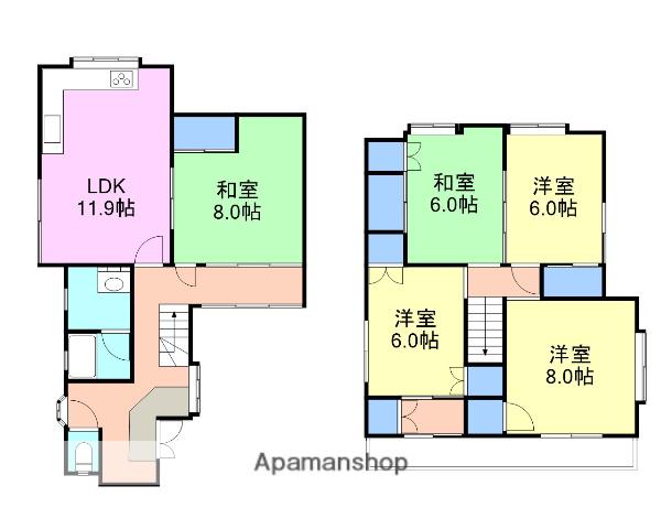 岩徳線 岩国駅 徒歩11分 2階建 築47年(5LDK)の間取り写真