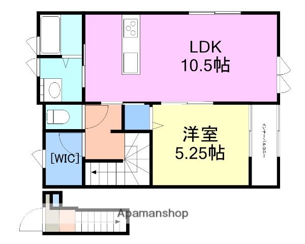 リヴァージュ門前(1LDK/2階)の間取り写真