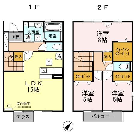 はぴねす一の坂川(3LDK)の間取り写真