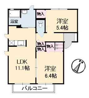 ディアス愛宕(2LDK/1階)の間取り写真