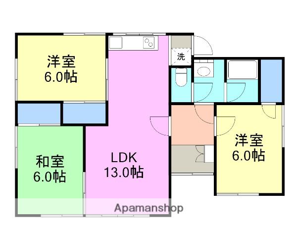 山陽本線 南岩国駅 徒歩15分 1階建 築48年(3LDK)の間取り写真