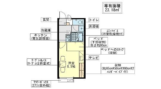 レオパレスフォーシーズンズ(1K/1階)の間取り写真