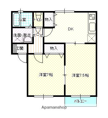 グランディール装束(2DK/2階)の間取り写真