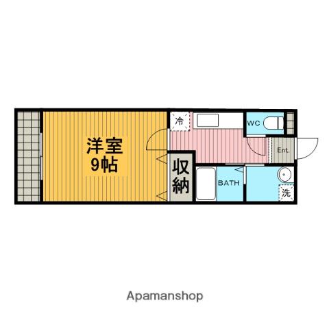 マリベール共立(1K/1階)の間取り写真