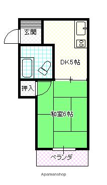 川口ハイツ(1K/3階)の間取り写真