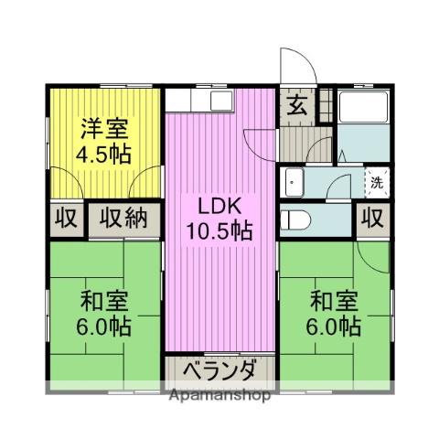 エレガンス山口(3LDK/2階)の間取り写真