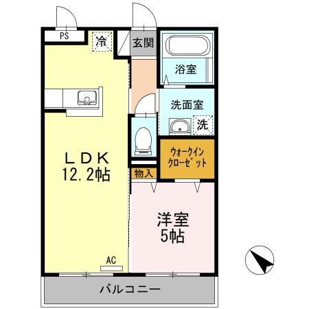 プレミールカルチェ(1LDK/2階)の間取り写真