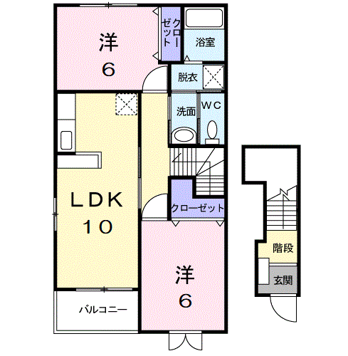 リバティハウス黒川Ⅱ (2LDK/2階)の間取り写真