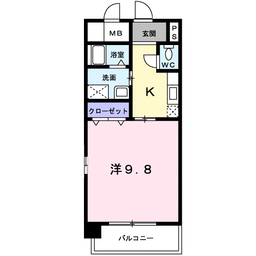 ラフィーネ不動今井(1K/3階)の間取り写真
