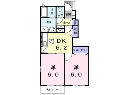 グリーンヒルA(2DK/1階)の間取り写真