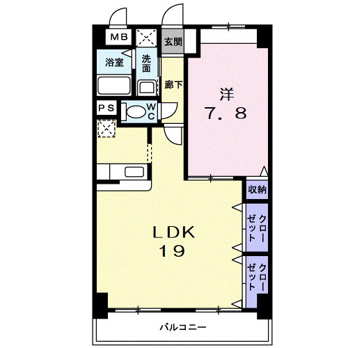 Sテイト新山口(1LDK/1階)の間取り写真