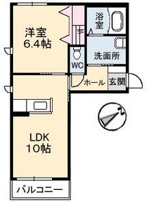 シャーメゾンYAMATO(1LDK/2階)の間取り写真