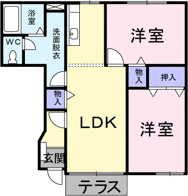 ニュークレールメゾンA(2LDK/1階)の間取り写真
