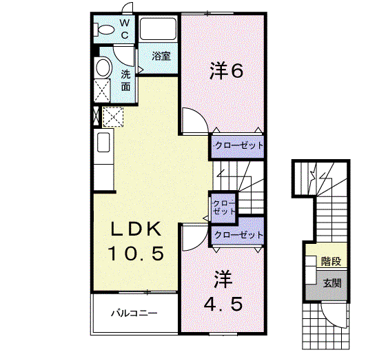 エスペランサ恵夢(2LDK/2階)の間取り写真