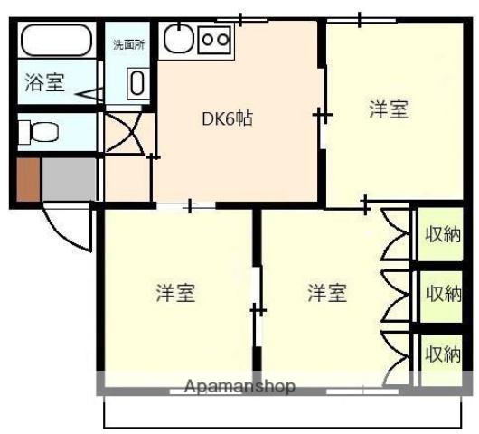 オーチャードA(3DK/2階)の間取り写真