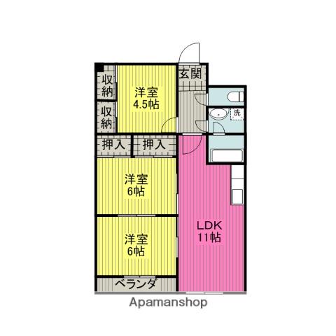 プランドール矢原(3LDK/1階)の間取り写真
