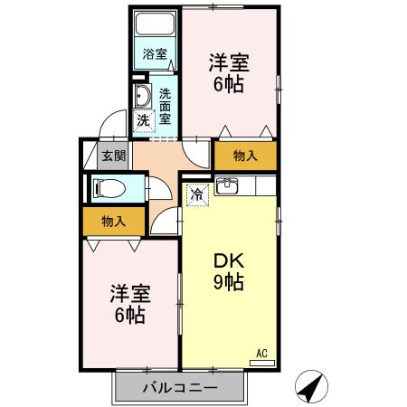 ジュネス翠(2DK/2階)の間取り写真