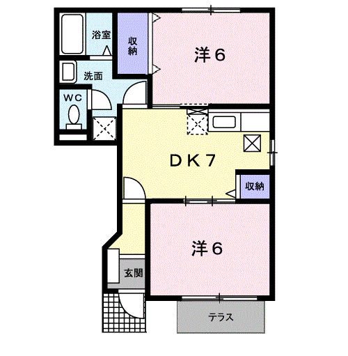 ニュークレールメゾンB(2DK/1階)の間取り写真