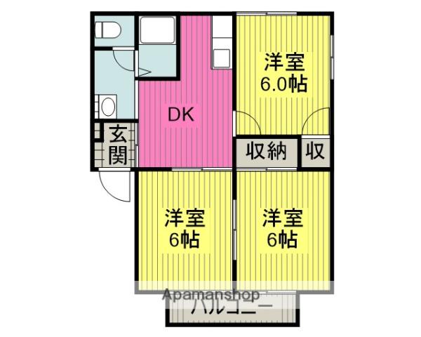 フレグランスみほり(3DK/2階)の間取り写真