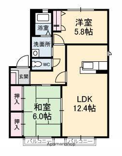 フローラルⅡ(2LDK/2階)の間取り写真
