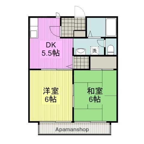 コスモビレッジ B棟(2DK/1階)の間取り写真