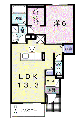 ルーチェ・F B(1LDK/1階)の間取り写真