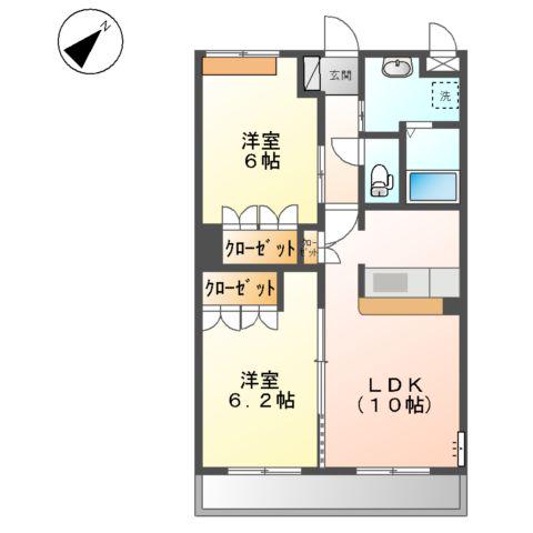 メゾン・ド・ヴェルジュ(2LDK/2階)の間取り写真