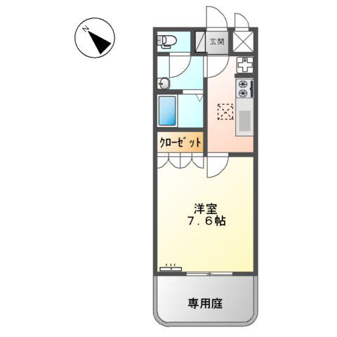 エスポアール(1K/1階)の間取り写真