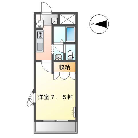 リファイン山中(1K/2階)の間取り写真