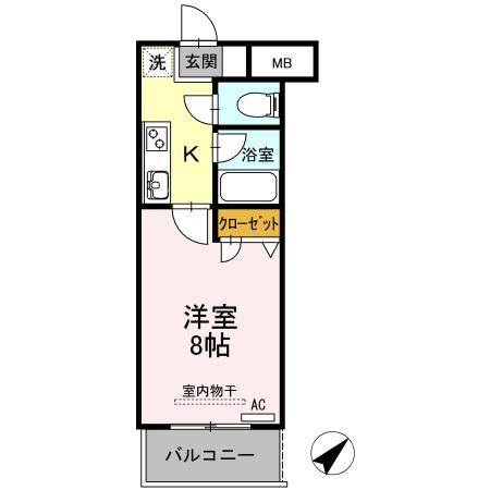 メゾン木の花(1K/3階)の間取り写真