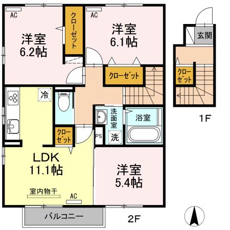 フォレスト(3LDK/2階)の間取り写真