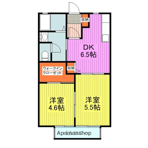 YSシャーメゾンB棟(2DK/1階)の間取り写真