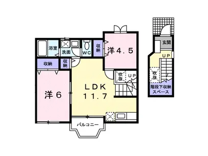 メルヴェイユーSAKURA B棟(2LDK/2階)の間取り写真