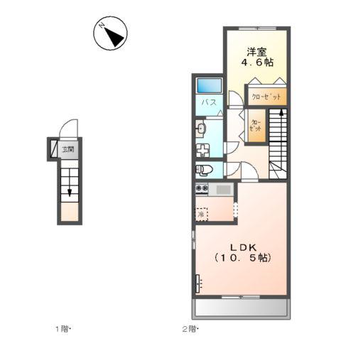 コンフォース矢原(1LDK/2階)の間取り写真