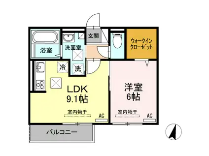 スマイルコート新山口(1LDK/1階)の間取り写真