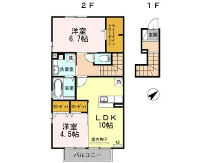 ラグーン(2LDK/2階)の間取り写真