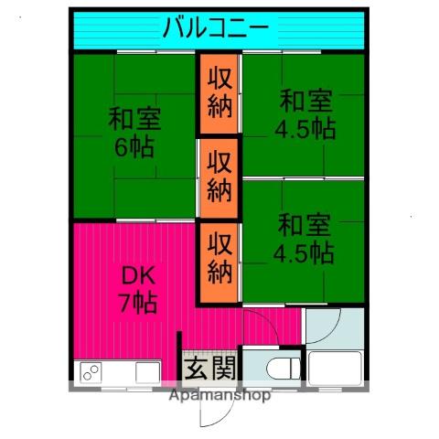 葵アパート(3DK/2階)の間取り写真