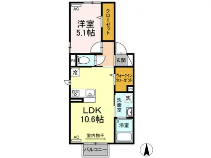 パレット(1LDK/2階)の間取り写真