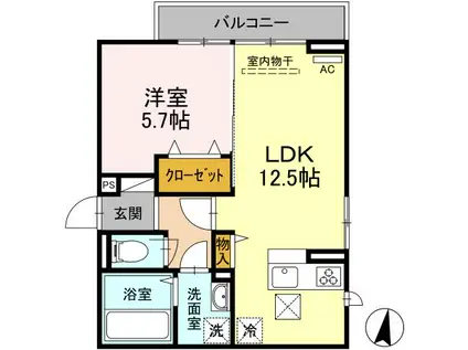 フロントラージパーク(1LDK/1階)の間取り写真