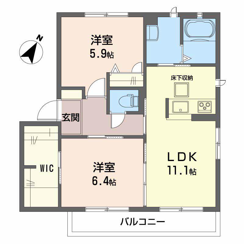 アド・グランデⅡ(2LDK/1階)の間取り写真