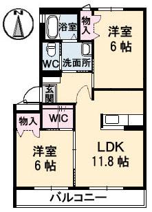サンライズスクエア Ⅰ(2LDK/2階)の間取り写真