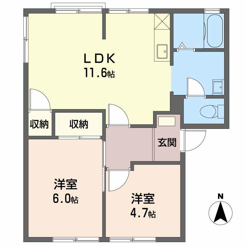サンライフ光A棟(2LDK/1階)の間取り写真