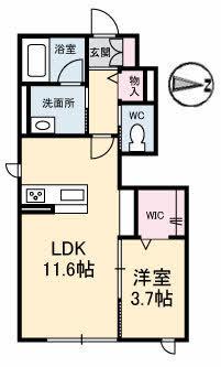 ヴィータ・エレガント(1LDK/1階)の間取り写真