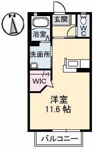 清光ハイツ(ワンルーム/2階)の間取り写真