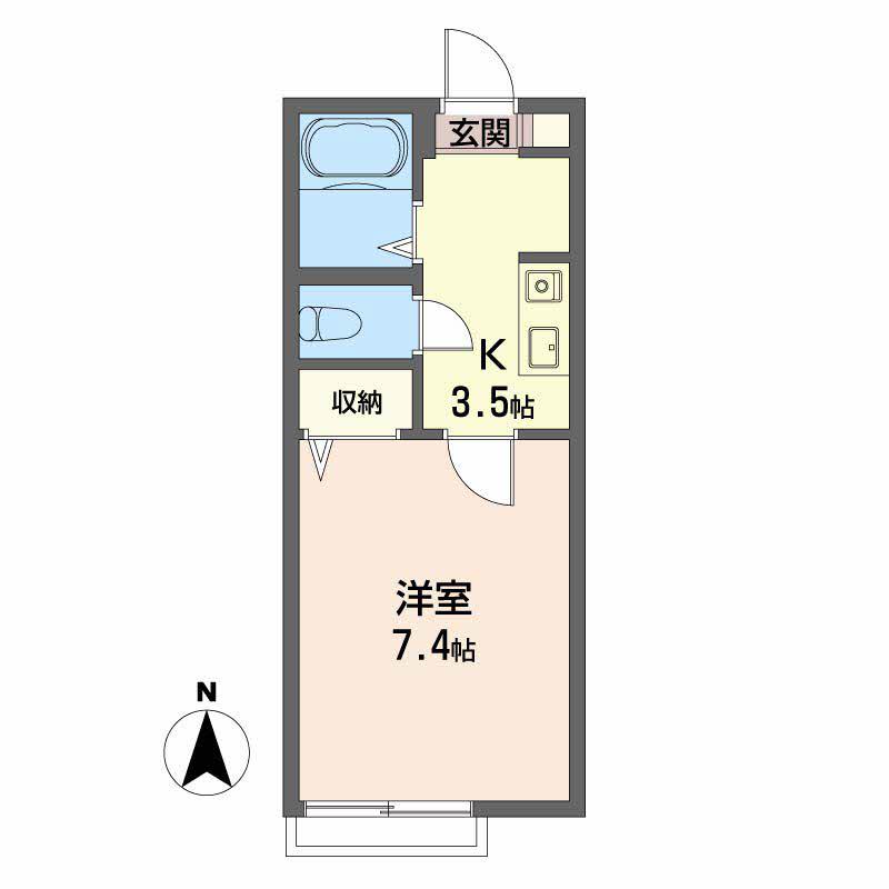 ディアスYS(1K/2階)の間取り写真