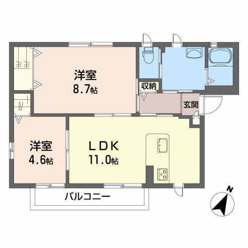 ガーデン・わき(2LDK/2階)の間取り写真